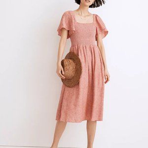 Madewell Linen-Blend Lucie Smocked Midi Dress